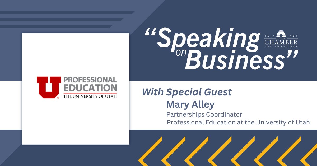 saltlakechamber's tweet photo. University of Utah Professional Education is strengthening Utah’s workforce and creating more opportunities for individuals, businesses and communities to grow and succeed.

Partnership Coordinator, Mary Alley, joins us with more on #SpeakingonBusiness: https://t.co/wt2CWKeJka #ContinuedEducation #Education
