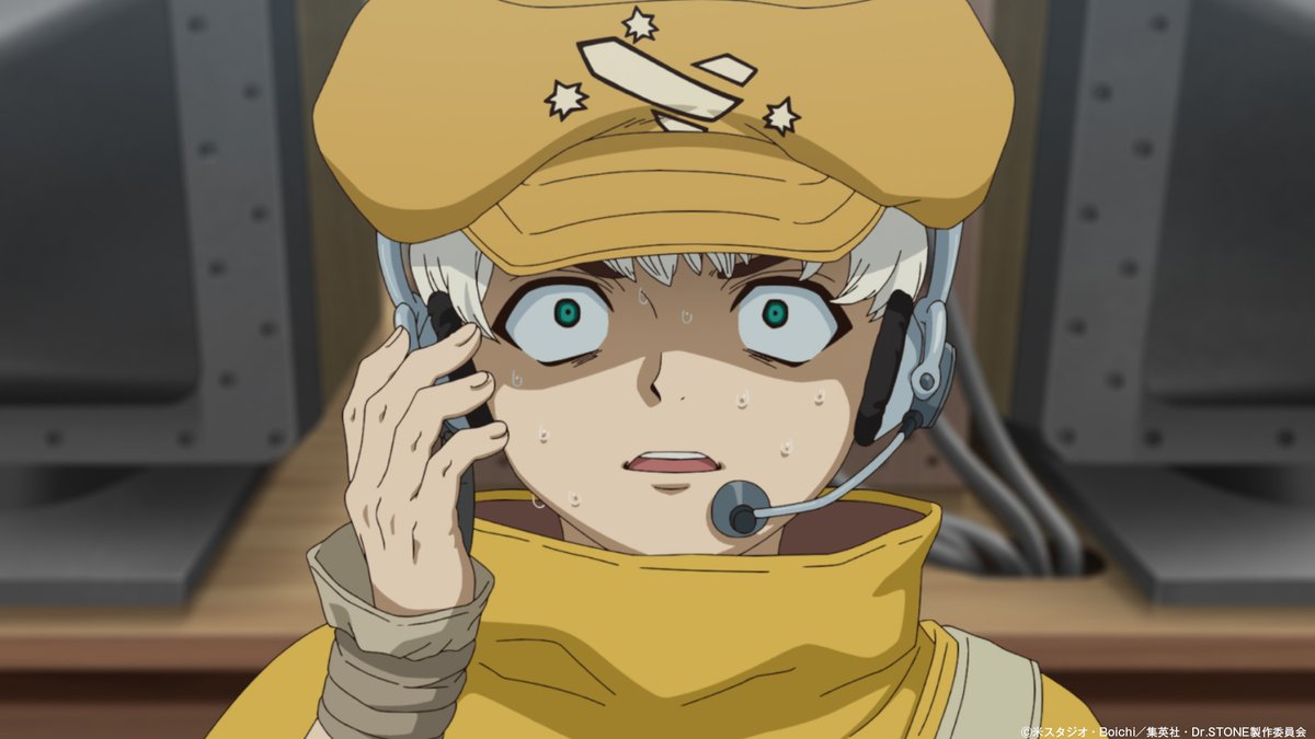 STONE_anime_off's tweet photo. ／
最終シーズン第3クール12話め
第36話放送まで
あと1⃣0⃣時間！📺
＼

突如コハクの通信機に生じた異変。
ホワイマンから届いたメッセージとは...。

第36話「WHYMAN」
本日22:00よりTOKYO MXほかにて順次放送！
22:30からは各配信プラットフォームでも順次配信！

あらすじ▶https://t.co/PKFuBjs4OC
予告▶https://t.co/2Mz7yaDzhP

#DrSTONE