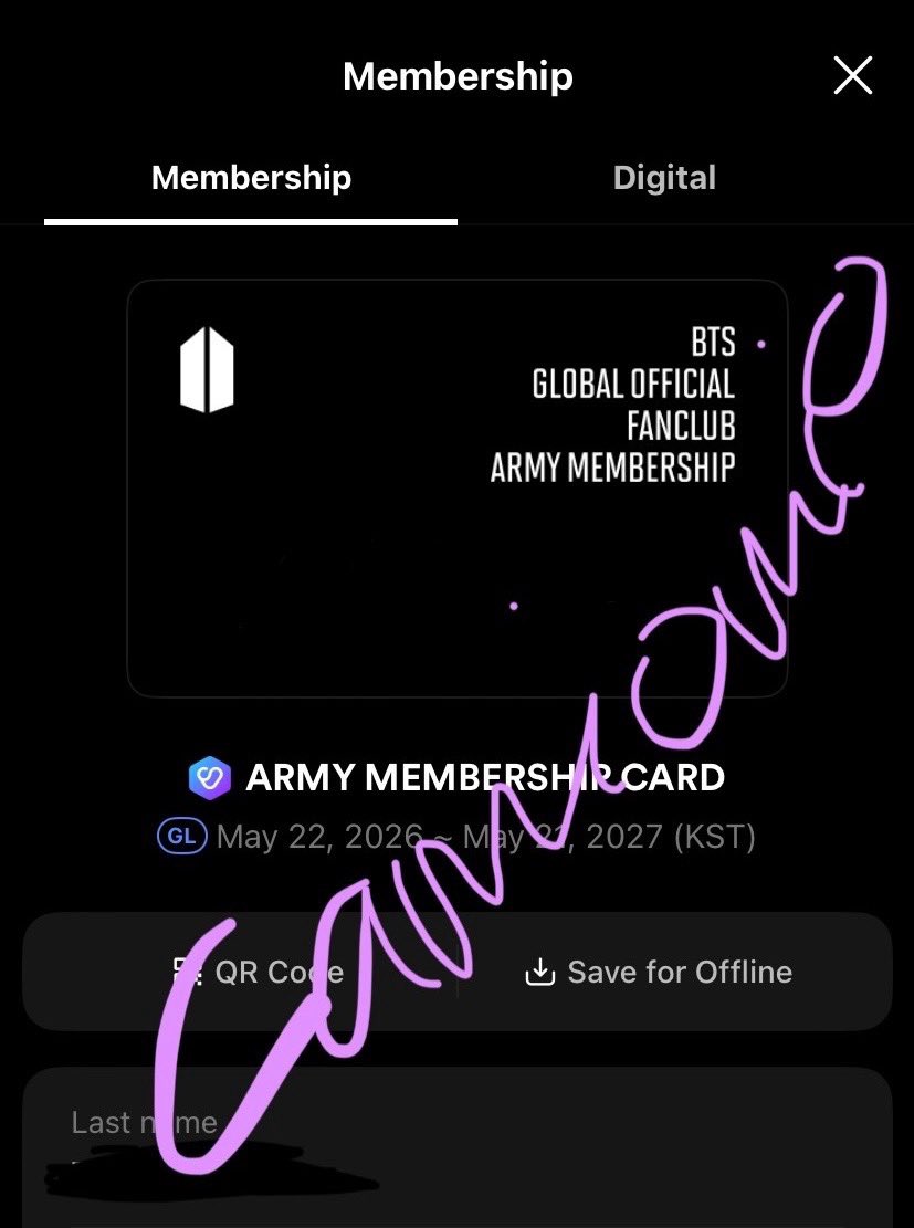 camiomioo's tweet photo. OPEN RENT BTS ARMY MEMBERSHIP
150k💸
⚠️ : 1 buyer only 
❌ : no sharing
✅ : sudah regist jkt
🛑 : Only Code 
#btsarirangjakarta https://t.co/Ru0HvTjXzg