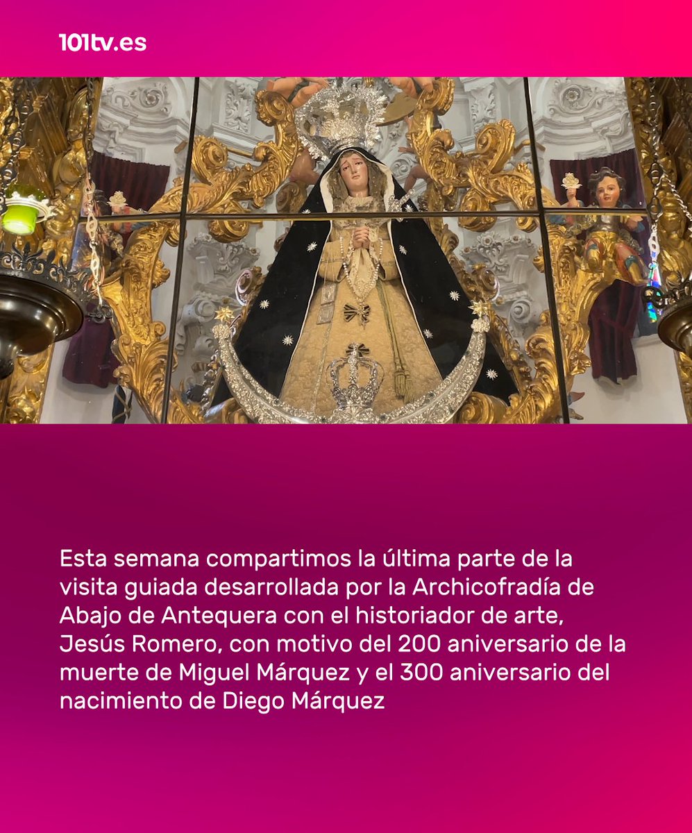 101tvAntequera's tweet photo. ⛪ Fe, historia y patrimonio: nos visita Lorenzo Orellana, compartimos las imágenes de la Octava del Corpus y visitamos algunas de las obras de los Márquez, esta semana en Hermanaco
📺 A las 21.30 h en 101TV Antequera y app 101Play
#CofradíasMLG #Antequera #101TV #Hermanaco https://t.co/wlNNcuYe3j