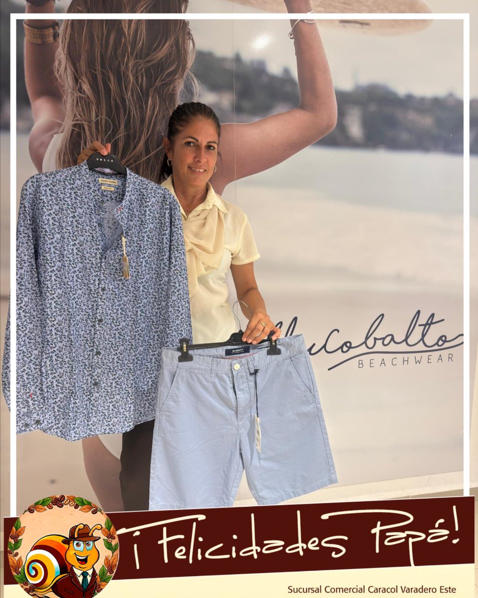 CaracolVaradero's tweet photo. 😉Sorprende a papá con una prenda que combina lo mejor de ambos mundos: ¡ropa elegante y deportiva! 👔🩳
📌 Tienda Blucobalto, Calle 60 y 1era Ave,Varadero.
#ModoPapá
#ElDetallePerfecto
#CaracolDistingue
#CaracolVaradero https://t.co/2wHpfgchnD