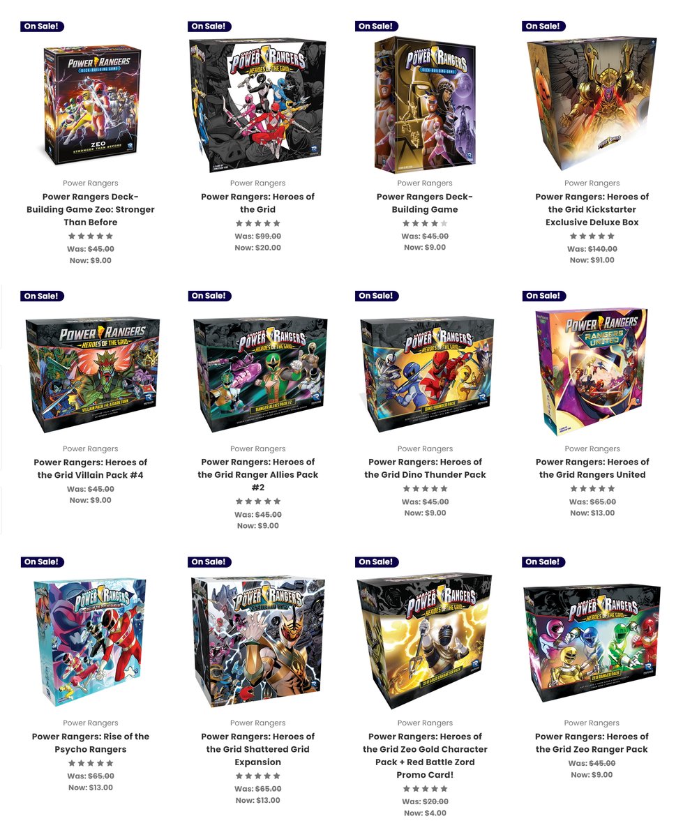 RangerBoard's tweet photo. Behind on collecting @PlayRenegade's #PowerRangers tabletop games? There's currently a BIG sale with some really great prices!
Grab what you missed while you can! (There are many more than what's pictured here!)
⚡ https://t.co/mxzCNE1CG2 https://t.co/NkOqfJYdJk