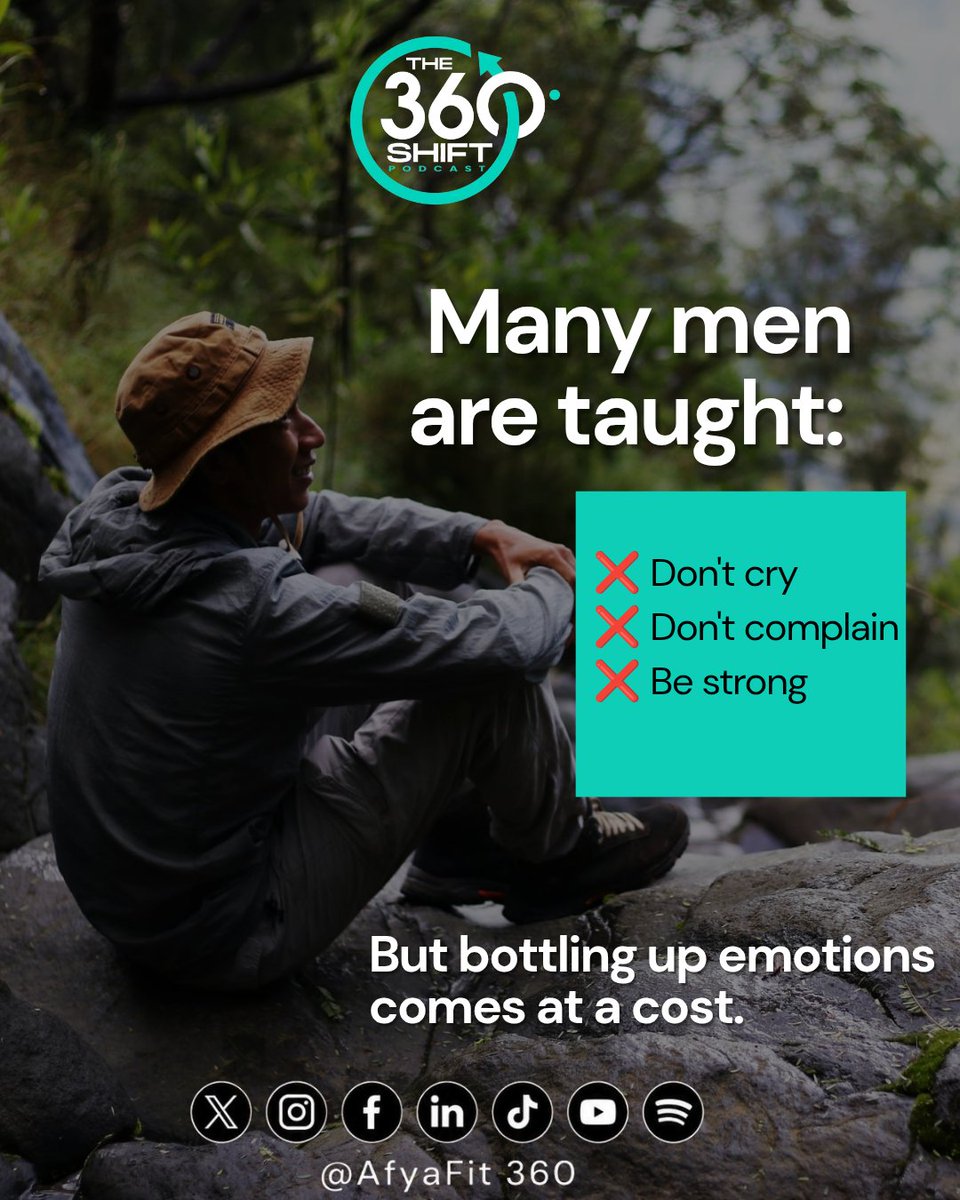 afyafit360's tweet photo. Real strength is reaching out. 
June is Men's Mental Health Awareness Month.Let's create safe spaces for men to talk, seek support And prioritize their mental well being.A conversation or A check In makes a difference. 
#theshift360podcast
#mensmentalhealthawarenessmonth https://t.co/Lpqi2YMTNc