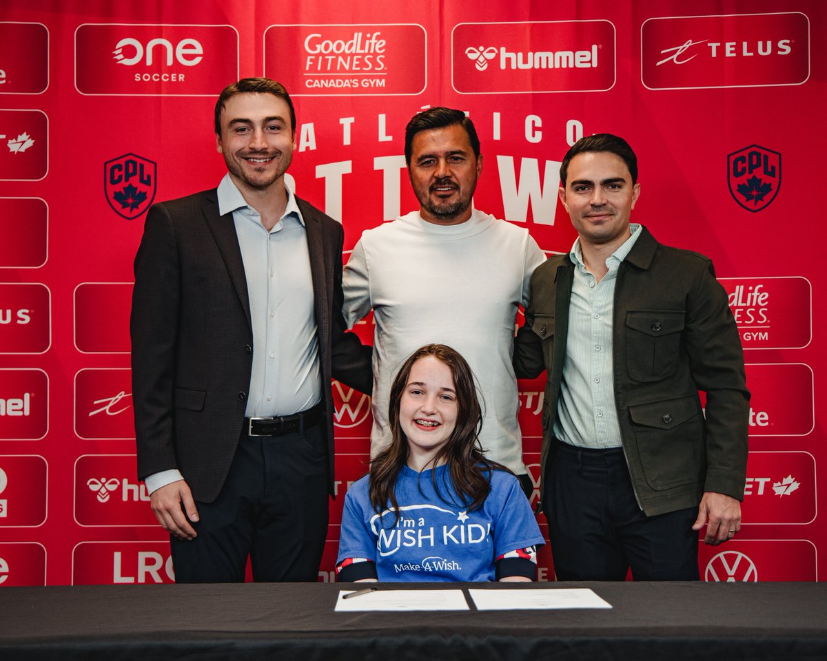 atletiOttawa's tweet photo. On May 17th, Zoe's wish to become an Atlético Ottawa player became a reality. ❤️

As part of her @MakeAWishCA experience, Zoe joined our club for the day, taking part in training, receiving her own custom kit, and experiencing matchday as a member of the team. https://t.co/lj0otAPpns