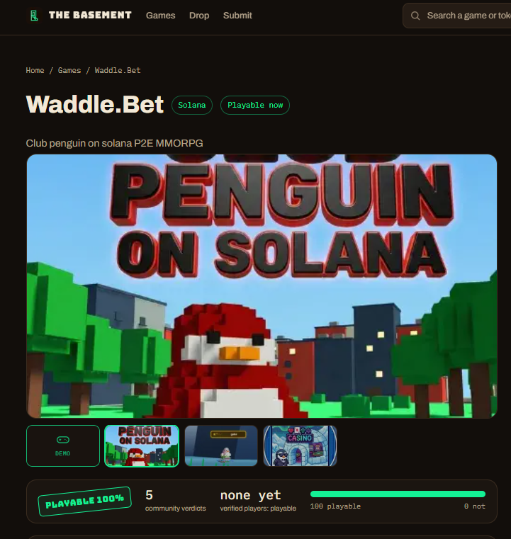 thebasement_fun's tweet photo. WaddleBet. a p2e mmorpg on solana where socializing meets real stakes. rent properties, trade on the open market, and farm with friends. @WaddleBet

wager any solana coin in the casino or bet on pvp minigames. backed by x402 payment settlement, the action is instantaneous. represent your community with custom cosmetics. massive updates just pushed live. $CP

true club penguin mmorpg experience, or just a casino in disguise? go play it, then cast your verdict.