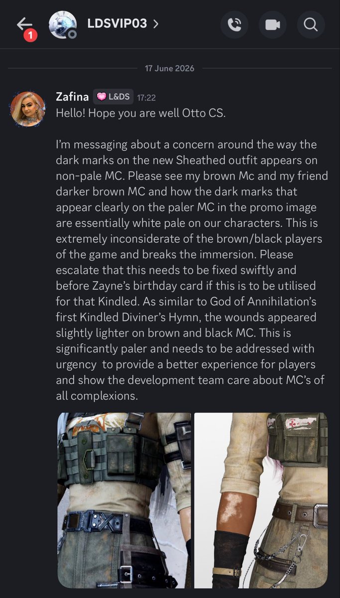 ThePsychoNyxZ's tweet photo. Can you guys PLEASE add this into your surveys again? I’m contacting VIP CS because this is just beyond ridiculous but would appreciate more if the fandom turning up for brown and black MC’s because we deserve to see things how they are meant to be and not consistently forgotten. https://t.co/jGvRPBZra8