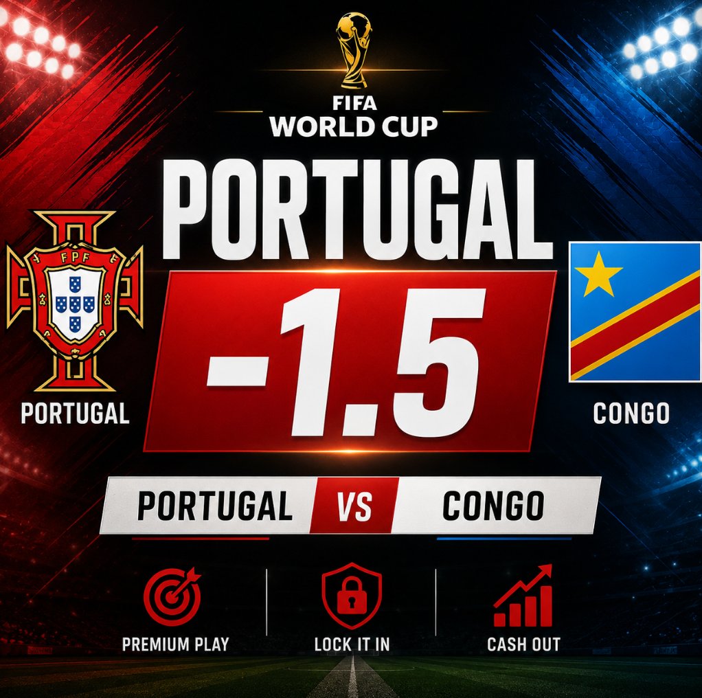 lockitinlad's tweet photo. WORLD CUP

PORTUGAL VS CONGO

PORTUGAL -1.5

LIKE IF YOU ARE TAILING❤️

ALL PLAYS HAVE BEEN SENT TO SYNDICATE MEMBERS.

#mlb #props #england #croatia #ghana #panama #columbia #uzbekistan https://t.co/WdAHwMImte