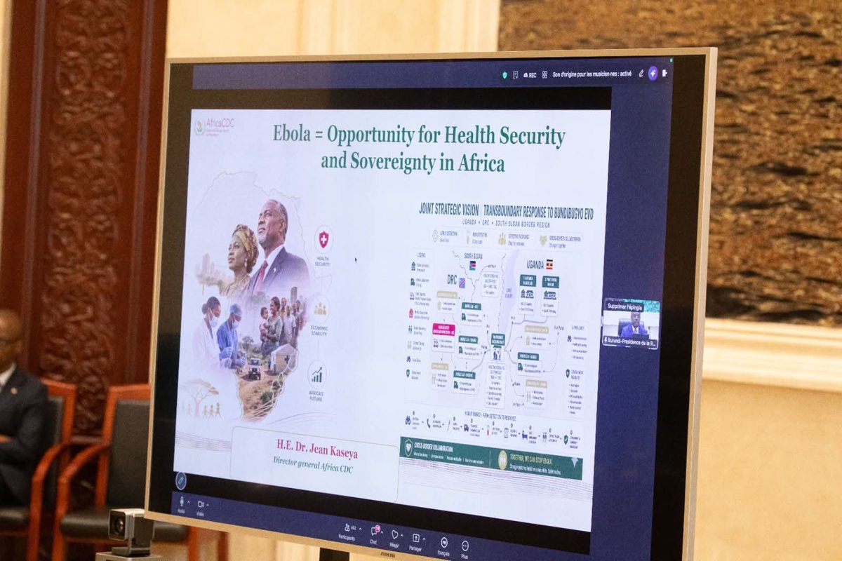 AfricaCDC's tweet photo. One month since the outbreak was declared, response efforts continue across affected areas, while Uganda and DRC remain committed to strengthening surveillance, contact follow-up and community engagement.

At the High-Level Meeting of African Heads of State, Governments and Partners on the Ebola (Bundibugyo Virus Disease) Outbreak, Heads of State underscored the urgent need to interrupt transmission, strengthen the follow-up of suspected contacts, and build community trust as a central pillar of the response.

#HealthSecurity #EbolaResponse