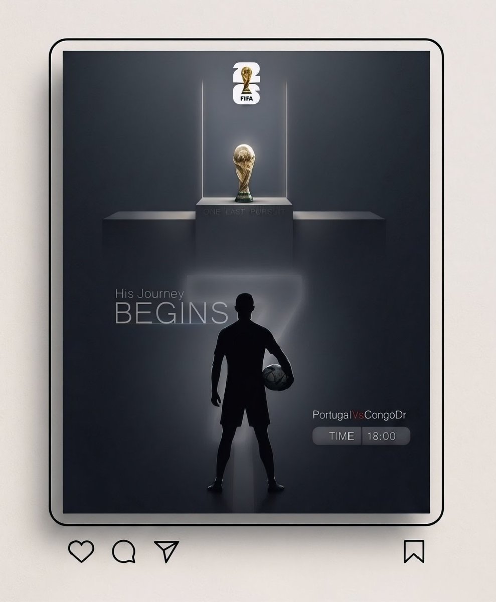 spyshaters's tweet photo. ONE LAST PURSUIT. 🏆
His journey begins.

Can Ronaldo finally win the FIFA World Cup in 2026?
🇵🇹 vs 🇨🇩

#WorldCup2026 #FIFAWorldCup #CristianoRonaldo #Tariusfifachallenge @FIFAWorldCup https://t.co/lW2FR2zy1r