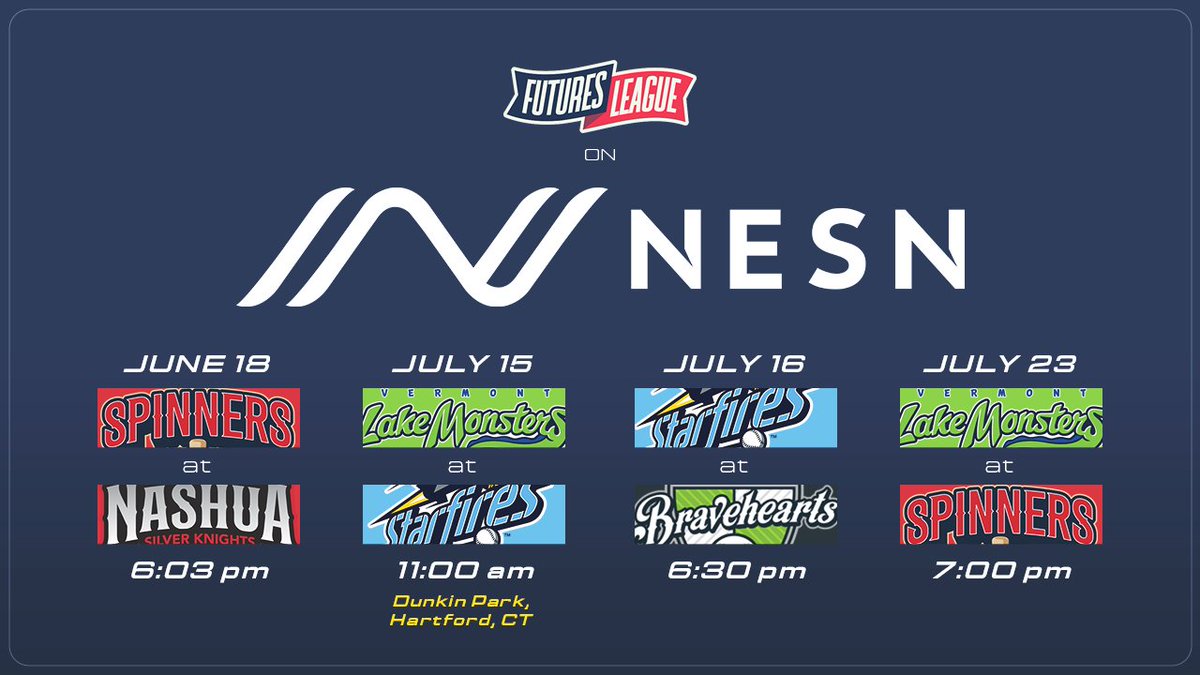 FuturesLeague's tweet photo. The #FuturesLeague is back on @NESN! 📺

Our first of four games on the air this summer is tomorrow night in Nashua.

🗞️: https://t.co/B5c3T9kxw1 https://t.co/Qad0Bti2tM