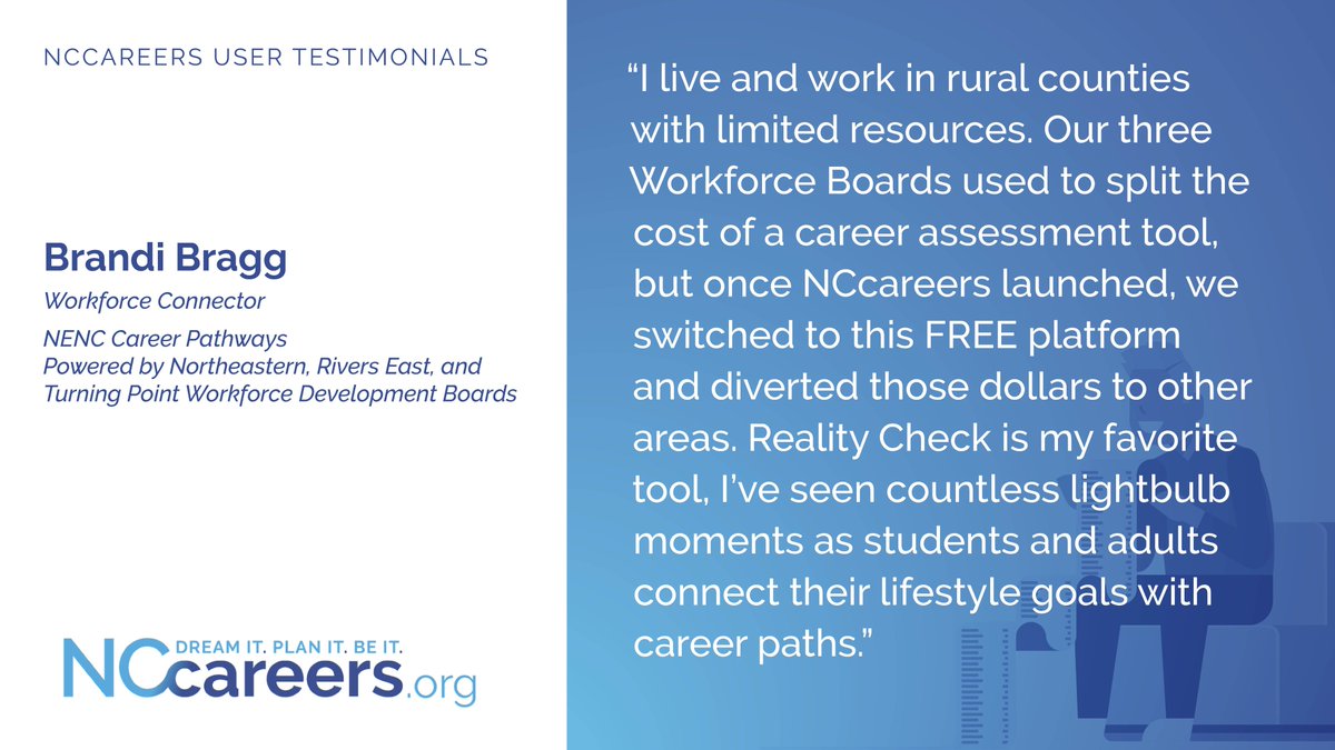 NCCommerce's tweet photo. #WorkforceWednesday: NCcareers is a free tool that can help students and adult jobseekers explore career pathways! Check out https://t.co/zO7LtLtPB9 for your workforce development needs. https://t.co/cxuuXn88oK
