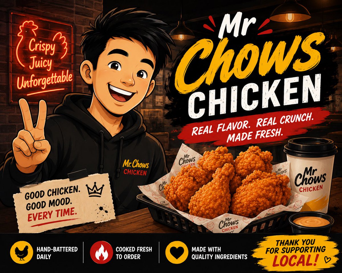 MuchachoBets's tweet photo. @Gleeffa @GuruFantasyWrld Why would you be mad when Mr Chows is right down the street! Cheers up even the grumpiest of fellas! Come on down! https://t.co/pHr3peMbUk