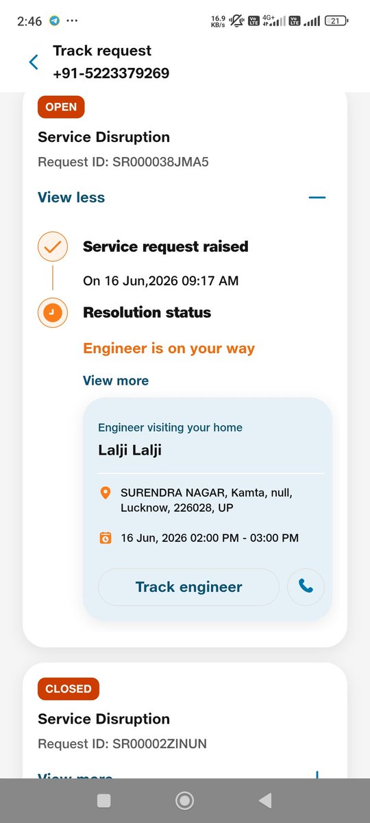 abuddham123's tweet photo. @JioCare @jio_fiber @reliancejio another day pass no service provided https://t.co/rmQopZYjGQ