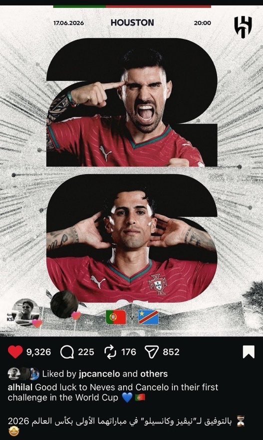 hilalstuff's tweet photo. جواو كانسيلو يضع لايك على بوست الهلال ❤️ https://t.co/K9lmcrXs2e