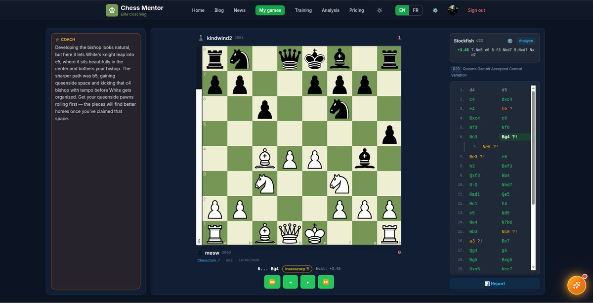 sepiropht's tweet photo. Depuis que nous avons  accès aux LLM, mon rêve de joueur d'échecs était de les associer à Stockfish pour enfin avoir des commentaires explicatifs au lieu de longues lignes d'ordinateur.

Et je voulais ces commentaires justes, précis, et sans hallucinations pas. Je n'ai jamais été aussi proche du but. ♟

Le secret ? C'est qu'on ne laisse jamais le LLM lire l'échiquier tout seul, parce que c'est exactement là qu'il se met à inventer. À la place, un vrai moteur d'échecs fait le travail d'observation et lui tend des faits déjà vérifiés : le matériel exact, la nature des fous,  la structure, la phase de la partie. 

L'évaluation de Stockfish lui arrive traduite en mots plutôt qu'en chiffres, par exemple « léger avantage aux Blancs »,  pour qu'il ne puisse pas inventer un score. Et
 quand il s'agit de citer un coup précis, il ne pioche que dans la liste des meilleures variantes calculées par Stockfish, jamais ailleurs, donc fini le « Tour h4 » quand il n'y a aucune tour sur la colonne.
 
Enfin, chaque coup qu'il mentionne est revérifié contre la position avant d'être affiché.

Au fond, Stockfish calcule, le moteur vérifie, et le LLM se contente d'expliquer. Chacun fait ce qu'il sait faire de mieux, et c'est comme ça qu'on obtient un vrai coach. 🤖♟
