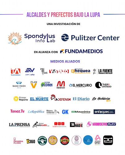 EspaciadoraBar's tweet photo. Este es uno de los hallazgos de la investigación Alcaldes y prefectos bajo la lupa, de Spondylus Info Lab, con apoyo del @pulitzercenter, en alianza con @FUNDAMEDIOS, publicada por #LBE junto a 36 medios aliados.
Hacemos #PeriodismoEnRed https://t.co/lDaA8thqQD