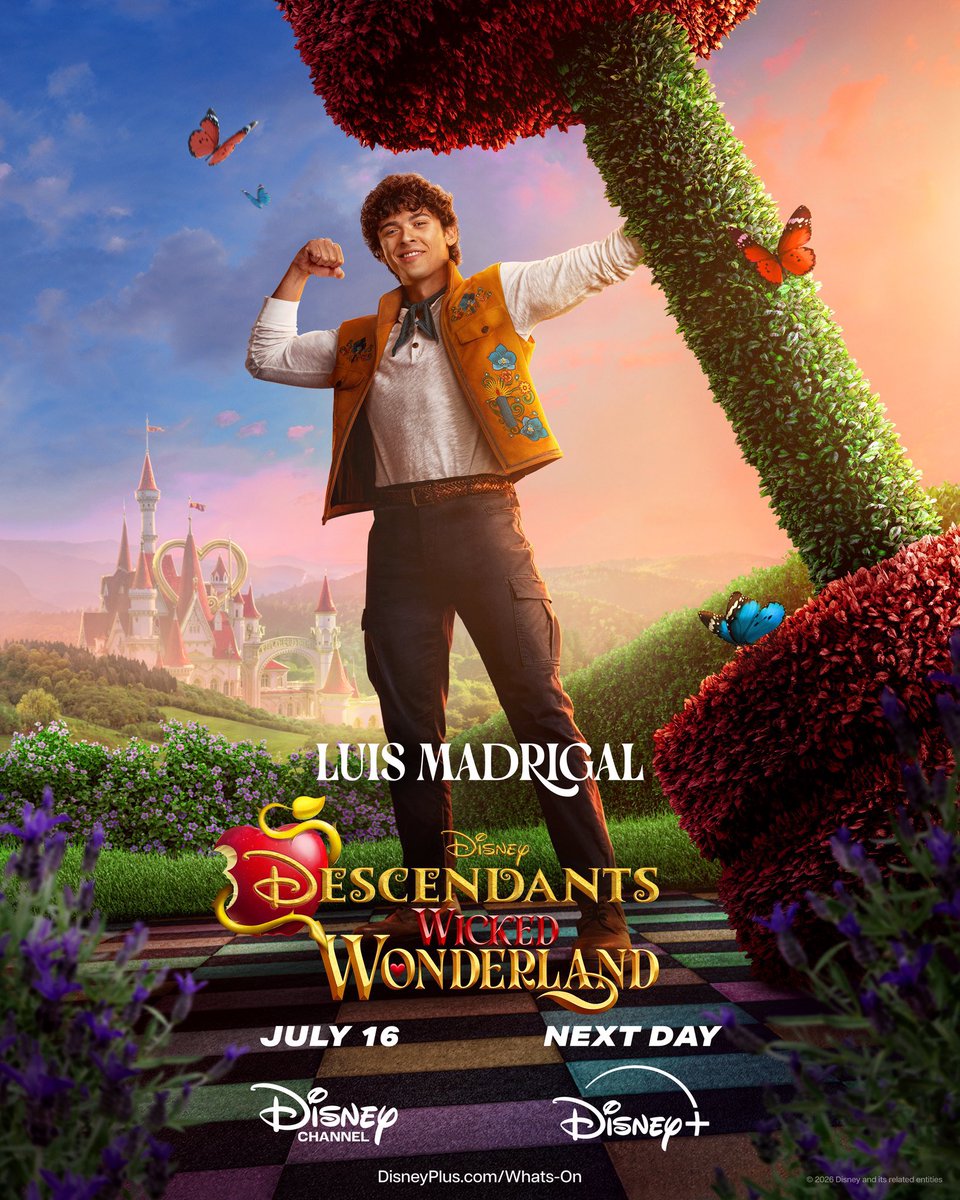almanaquedisney's tweet photo. Pôster oficial do Luis Madrigal, filho da Luisa Madrigal de ‘Encanto’, em ‘Descendentes: País das Maravilhas Malvado’. 💪 https://t.co/K6Ve8CdoOM