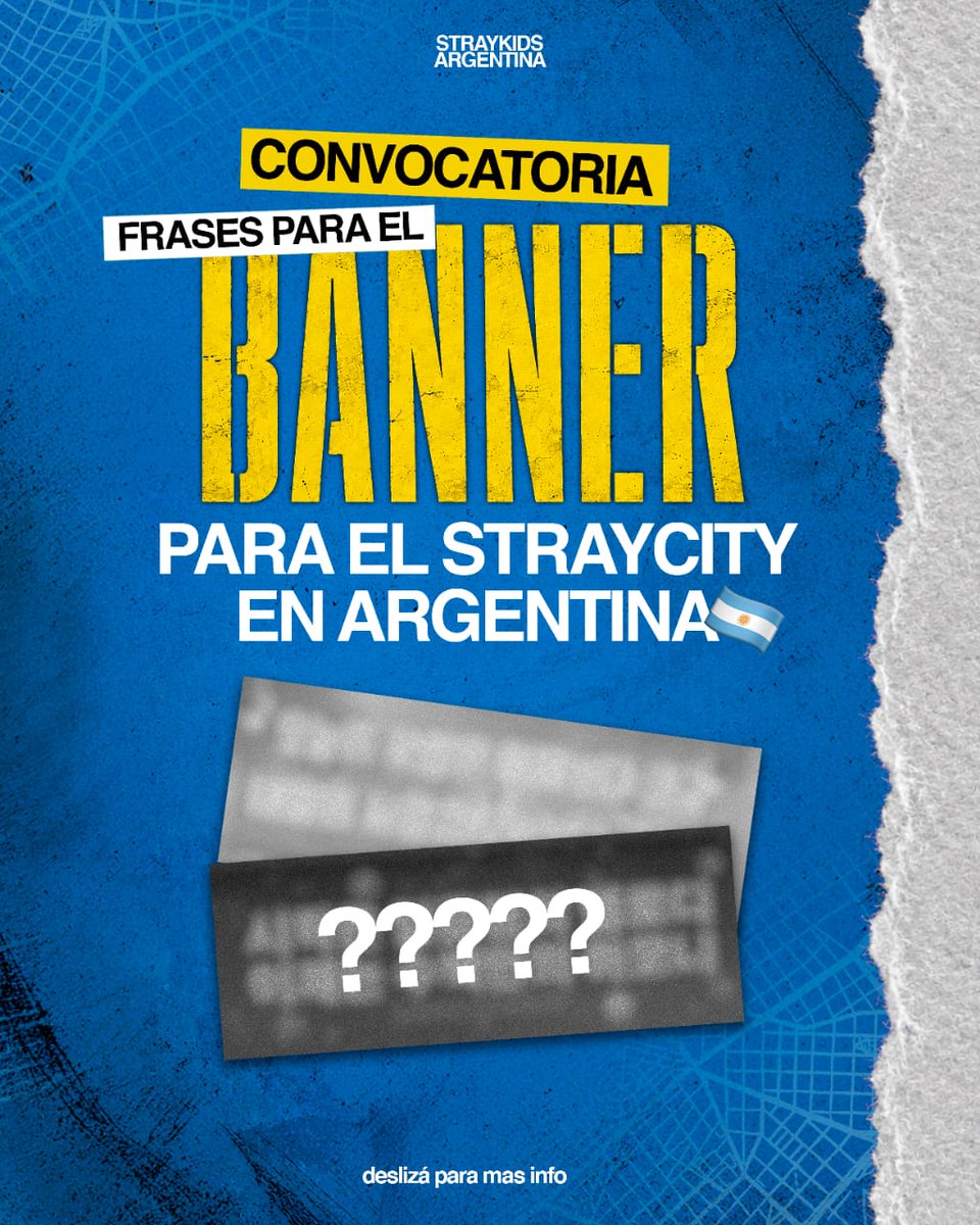 StrayKidsArgFC's tweet photo. ¡STAY! 🚨

HOY es el ÚLTIMO DÍA para dejar sus ideas de frases para el BANNER de ✨ STRAYCITY EN BUENOS AIRES ✨

🔗 https://t.co/tBoRp6uqtU

⏰ ¡Tenés tiempo hasta las 20:00!

🗳️ Luego se someterá a votación de TODO el fandom para elegir el fan project ganador. https://t.co/v3NyDvMNAB