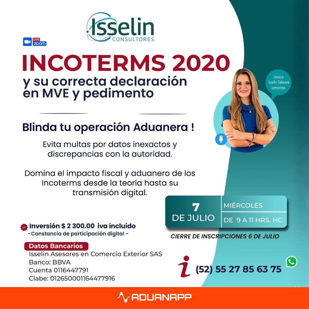aduanapp's tweet photo. 📦 Mantenerse actualizado en comercio exterior ayuda a prevenir errores que pueden convertirse en multas o retrasos operativos.

Te invitamos a nuestras próximas capacitaciones impartidas por Jessica Isselin:

🔹 Manifestación de Valor Electrónica (MVE)

Conoce los requisitos, el uso de VUCEM y las mejores prácticas para una correcta declaración de valor.

🔹 Incoterms® 2020 y su correcta declaración en MVE y pedimento

Aprende cómo impactan los Incoterms en tus operaciones y evita discrepancias con la autoridad.

Dirigido a importadores, agencias aduanales, consultores y profesionales de comercio exterior.

Nos vemos en estas sesiones de actualización especializada.

#aduanapp #VUCEM #comercioexterior #aduanastransparentes
