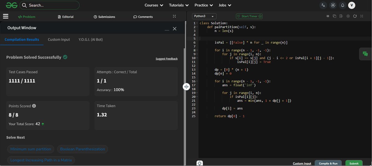 Sherixx_xD's tweet photo. Day 17 of #SDESheetChallenge 

🔹 Combination Sum
🔹 Combination Sum II
🔹 Palindrome Partitioning
🔹 Permutation Sequence
Backtracking day. The recursion stack got deeper than my understanding at some points. 
4/4 solved.
@striver_79 @takeUforward_
#DSA https://t.co/msMNS2sW5i