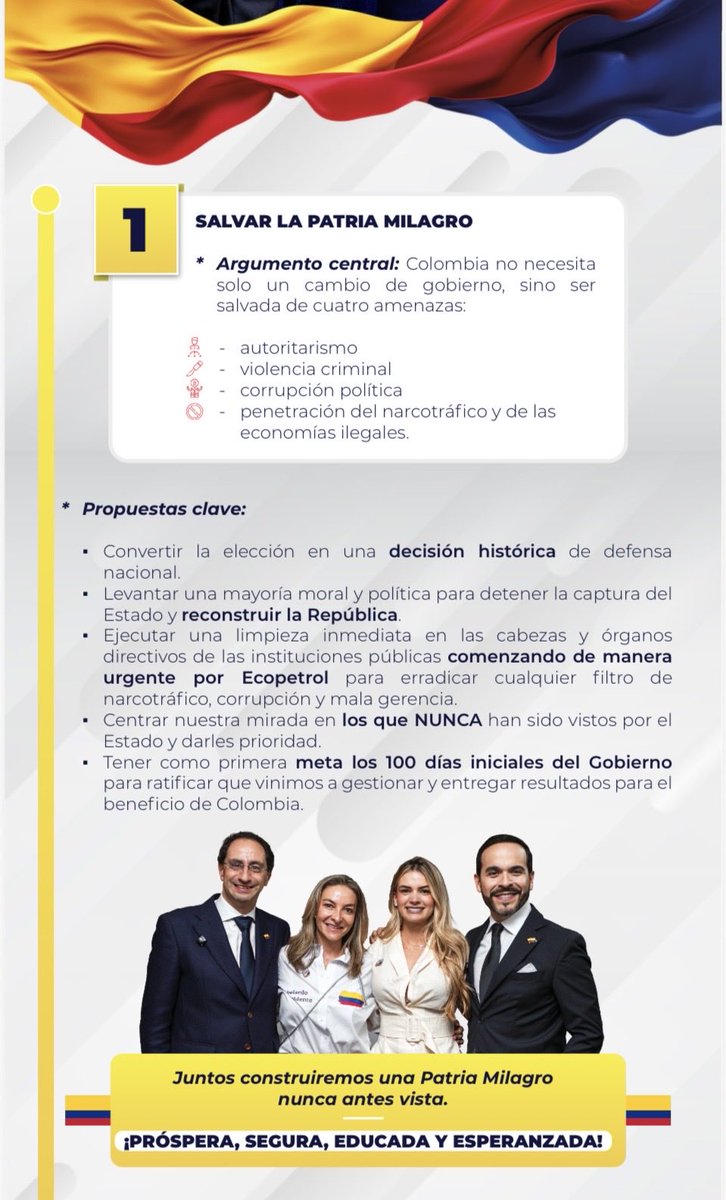 rtello38's tweet photo. 1/13 Propuestas para recuperar a Colombia del profundo deterioro económico, institucional y seguridad que ha dejado el actual desgobierno. Es momento de construir un país con más oportunidades, seguridad, empleo y esperanza para los colombianos.  #QuienDioLaOrden #MiguelVive 🕊️🇨🇴 https://t.co/XZMIwQQ0he