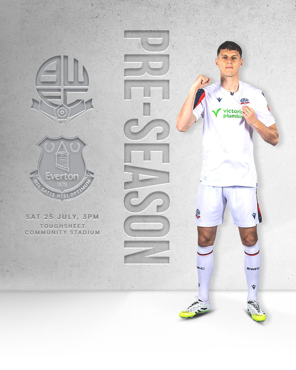 OfficialBWFC's tweet photo. 📣We host Premier League @Everton at the Toughsheet on Saturday 25 July, 3pm. 🤍

Top-flight opposition in our pre-season programme:

🔵 Streda (A) 17 Jul

⚪ Oldham (A) 21 Jul

🔵 Everton (H) 25 Jul

⚪ Fleetwood (A) 28 Jul

🔵 NAC Breda (H) 1 Aug

Ticket details soon

#bwfc https://t.co/m9u5FC8DRf