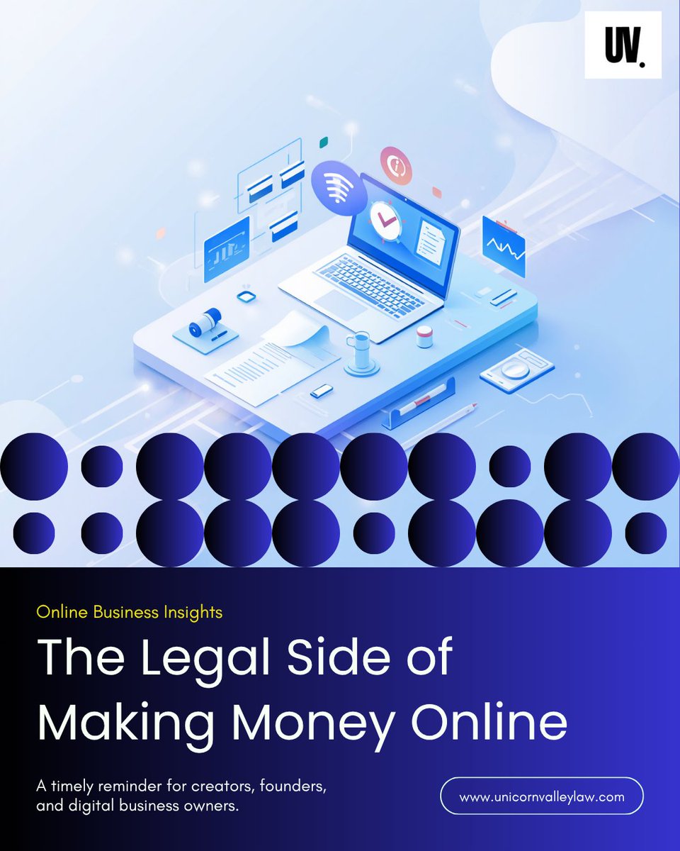 uv_law's tweet photo. Making money online is great.

But somewhere between your first payout, your first brand collaboration, and your first digital product, you stop being "just a creator" and start operating a business.

That's usually when the legal questions begin. https://t.co/6GM4Jg5djL
