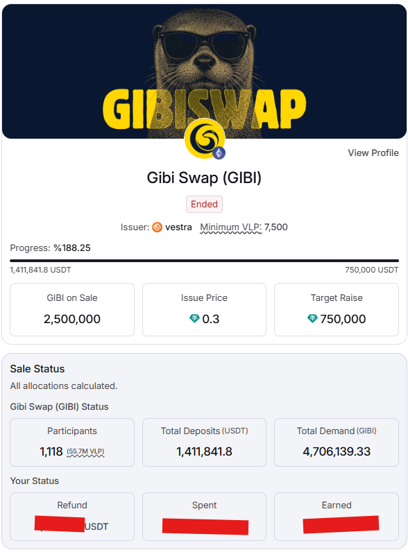 engineng's tweet photo. Hep yazıyoruz, bazılarına da reklam gibi geliyor ama öyle değil. @GibiSwap Brolyz platformunda @vestra_dao tarafından Launchpad yapıldı. Ve işte tam da anlatıldığı #Gibi diyecektim ama daha da iyisi. Launchpad bittikten 14 saat sonra yani bugün  da hakedişler açıklanacak, alınamayan tutarlar için iadeler yapılacak deniyordu. Daha öğlen olmadan herşey çok şeffaf ve tertemiz yapılmış, hesaplanmış, hesaplara yatırılmış. Buyrun diye neden yazdığımızı bir kez daha yaşadık. Bravo @vestra_dao , Bravo @BrolyzFi