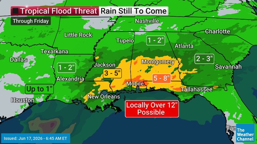 mikebettes's tweet photo. 🌀POTENTIAL TROPICAL CYCLONE 1🌀

-The disturbance in the Gulf still has the potential to become Tropical Storm #Arthur today. Tropical Storm watches and warnings have been issued. Minor storm surge and nuisance winds will take a backseat the extreme rainfall headed for the southern states. A large swath of 3-5” is expected, with isolated areas of 12”. This will cause widespread river and flash flooding. Avoid driving on any water-covered road and monitor water levels closely if you live by a creek or stream. Be prepared to evacuate if orders to do so. 

#weather #ptc1
