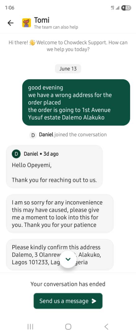 unclegbolahan's tweet photo. THREAD 🧵

Dear @chowdeck @ChowdeckSupport 

This is disappointing.

My boss placed an order through your platform and paid in full. The order was never delivered.

After reporting the issue, your support team instructed us to physically visit the restaurant https://t.co/ydq5WUhm3x
