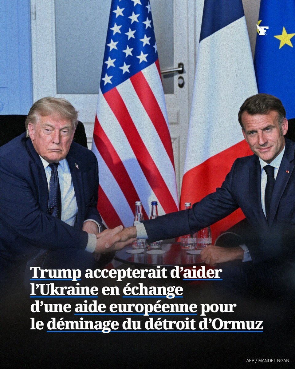 Le_Figaro's tweet photo. Donald Trump accepterait d’aider l’Ukraine en échange d’une aide européenne pour le déminage du détroit d’Ormuz. →https://t.co/aQY2Ct0GwG https://t.co/mNdwZdPF7F