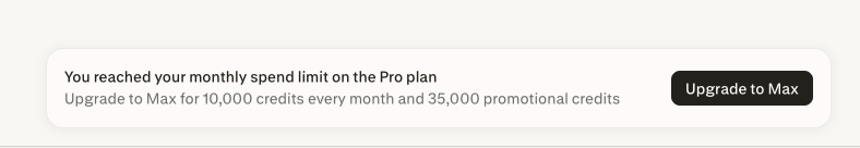 TerrenceBreschi's tweet photo. @perplexity_ai I love computer, but I'm not going to upgrade in the middle of a task. I should be able exceed my spend limit without the work being held hostage. Feels like a dark pattern #ux #design https://t.co/oHOzIO01sC