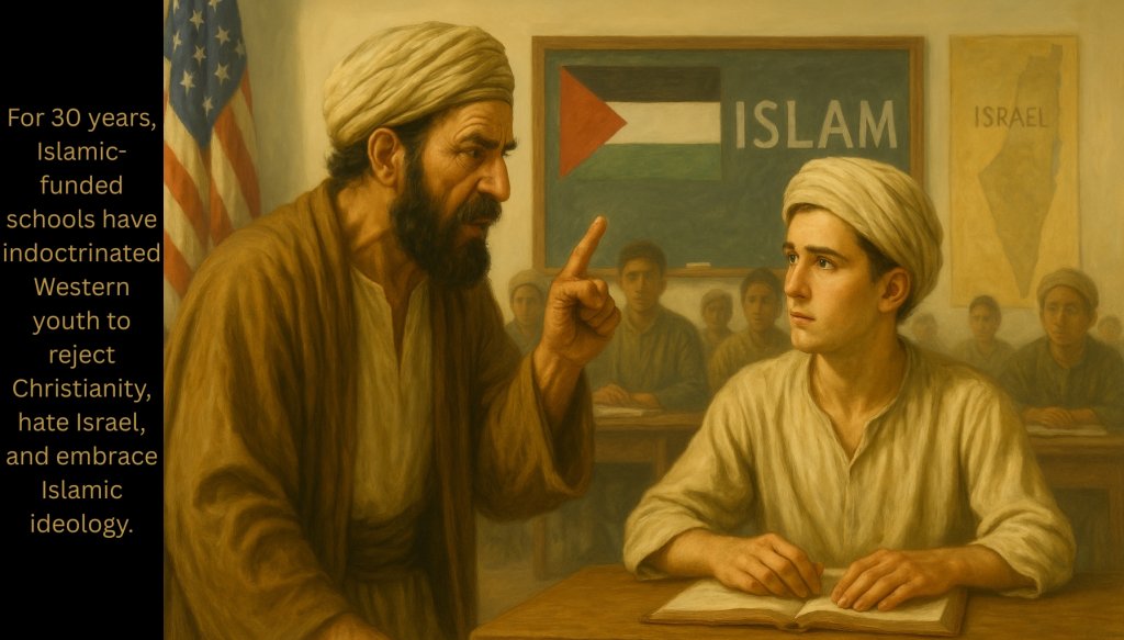 THEFACESOFISLAM's tweet photo. QATARI FUNDED CULTIC RE-EDUCATION: INDOCTRINATING WESTERN YOUTH AGAINST AMERICA, ISRAEL, AND CHRISTIANITY

For more than thirty years Qatar has invested billions in Western schools and universities to reshape the minds of young people through systematic ideological conditioning.

This effort has created a generation taught to despise America as an oppressor, to condemn Israel as a colonial intruder, and to dismiss Christianity as an outdated or harmful belief system.

Textbooks and lessons distort history by romanticizing the spread of Islam through military conquest while downplaying or ignoring the persecution of Christians and the subjugation of entire regions.

The true source of this hostility is not mere politics but the foundational teachings of Islam itself.

THE QURANIC ROOTS OF THE INDOCTRINATION

Quran 5:51 instructs Muslims, “O you who have believed, do not take the Jews and the Christians as allies. They are in fact allies of one another.”
This verse explicitly forbids forming bonds of friendship or alliance with Christians and Jews, framing them as inherent adversaries in the struggle for Islamic supremacy.

Quran 9:29 commands, “Fight those who do not believe in Allah or in the Last Day and who do not consider unlawful what Allah and His Messenger have made unlawful… until they give the jizyah willingly while they are humbled.”

The jizyah is the humiliating poll tax imposed on conquered non-Muslims to mark their inferior dhimmi status under Islamic governance.

These doctrines establish a supremacist framework that justifies weakening or replacing Western and Christian societies.

THE BIBLICAL CONTRAST

In stark contrast, the Bible commands followers of Christ to love their enemies and to pray for those who persecute them.

It calls for the peaceful proclamation of the gospel rather than warfare or ideological domination to expand influence.

THE DANGER TO WESTERN YOUTH AND THE CHRISTIAN RESPONSE

This Qatari backed program amounts to ideological jihad disguised as education, targeting the most impressionable years from age twelve to twenty-five to erode loyalty to America, support for Israel, and commitment to biblical faith.

The result is a cohort of youth primed for anti-Western activism and increasingly alienated from their Christian heritage.

Churches and parents must counter this with rigorous biblical teaching, apologetics, and clear exposure of Islamic doctrine to protect the next generation.
Without decisive action, the slow conquest of minds will continue unchecked.

If it’s within your capacity and you value these educational posts, we appreciate any support on our ‘Buy Me a Coffee’ link found in our profile.