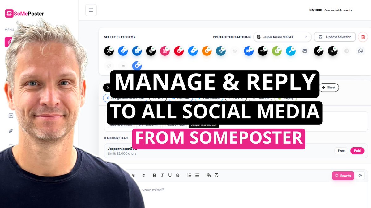 JespernissenSEO's tweet photo. Manage social media comments from someposter
In this video I show how I manage, reply, delete or hide social media comments from the someposter backend...
https://t.co/a2QxI28oxA
#seo #someposter #jespernissenseo https://t.co/kXQtTMZ5Oy
