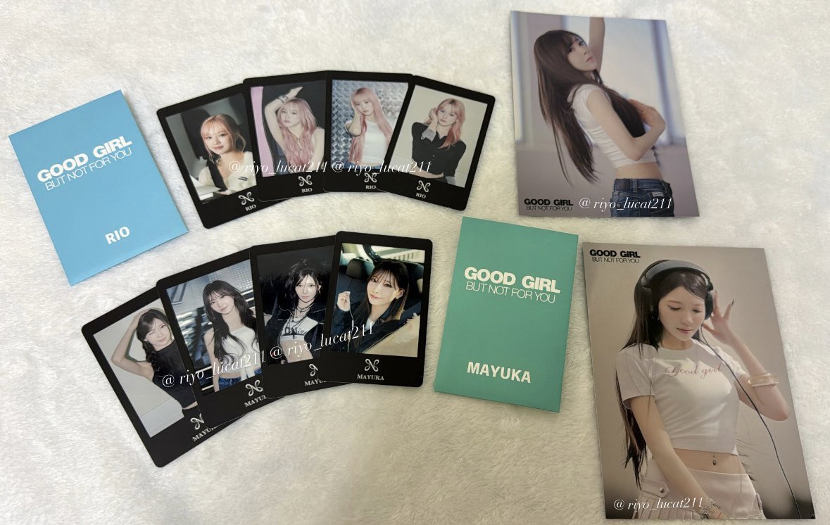 riyo_lucat211's tweet photo. GOOD GIRL BUT NOT FOR YOUのグッズご到着〜☺️🖤🤍
今までたくさんNiziUグッズ買ってきたけど、初めてフォトカードセットに手を出した📸🩵💚ヨスギル
ラントレはミイマユ来てくれた🩷💚マユチジビキ✌︎
#NiziU #GOODGIRLBUTNOTFORYOU #NiziU_TooBad https://t.co/ShgjpJjwHv