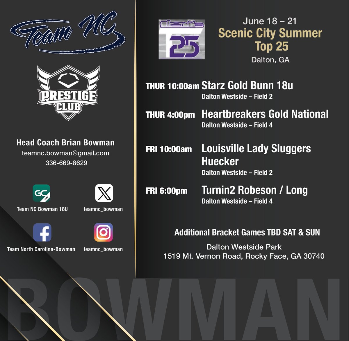 teamnc_bowman's tweet photo. Coming off a great showing @TopGunEvents , looking forward to showing up this weekend @ConnectSports_ T25!

See you coaches there! https://t.co/IuivxRDYqI