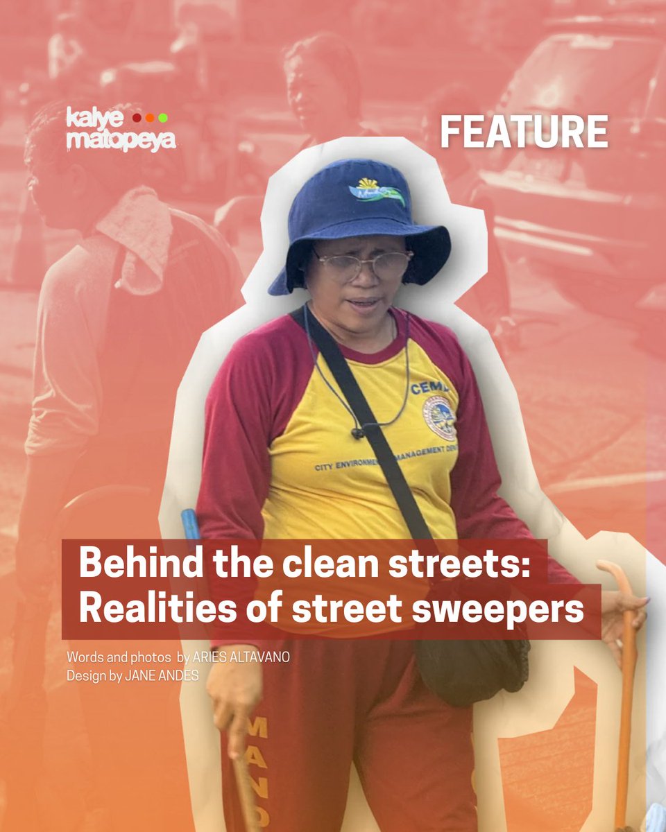 kalyematopeya's tweet photo. As thousands of tons of waste are generated daily, street sweepers keep roads clean while facing low pay, harsh working conditions, and job insecurity.
Words and photos by ARIES ALTAVANO
Design by JANE ANDES
#KalyematopeyaMagazine
#iCommunicate31 https://t.co/8RYtw1qJVO