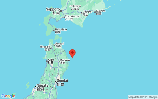 Matumo_yure's tweet photo. [Hi-net]
発生時刻：2026/06/17 21:24:53
震源地：岩手県東方沖
緯度：39.910N
経度：142.350E
深さ：42.7km
マグニチュード：3.6
#地震 https://t.co/HyR9EDJjTh