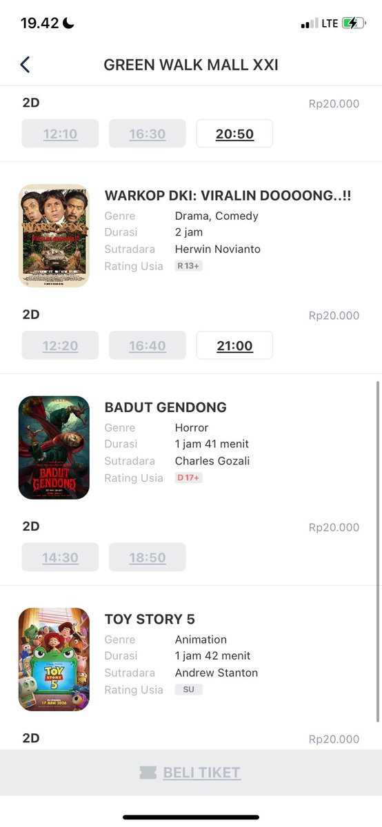 matchaUserr's tweet photo. @tangIedribs Kak coba tengok deh.. ini weekday, jumat-weekend udah 25an (masih murah gasi?), tapi iya jir kalo jumat-weekend tuh imo kebanyakan bioskop lumayan harganya.. https://t.co/nZqgMqypmB