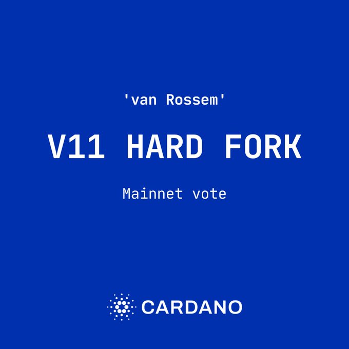 MinswapIntern's tweet photo. UPDATE: 

Governance action for the Cardano V11 (van Rossem) hard fork has been submitted.

The hard fork has already been successfully activated on both the Preview and PreProd testnets. https://t.co/W9Vlf5foCk