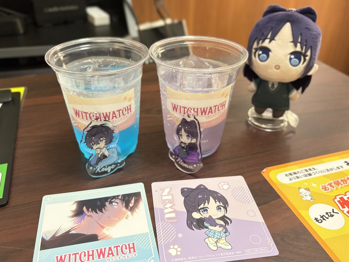 sn_witch's tweet photo. 数日前にウィッチウォッチのまねきねこコラボ行ってきた🪄
コースターでニコカンちゃんケイネム引けて満足！！！
開催ありがとうございます😭 https://t.co/BalIPaFmoZ