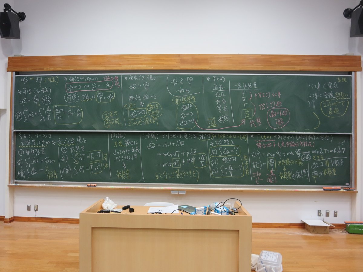 kngw_lecture's tweet photo. 熱力学基礎（7回目）
6: エントロピー (オンデマンド回)
#esys #熱力学基礎実況 https://t.co/p1rm542Ssw
