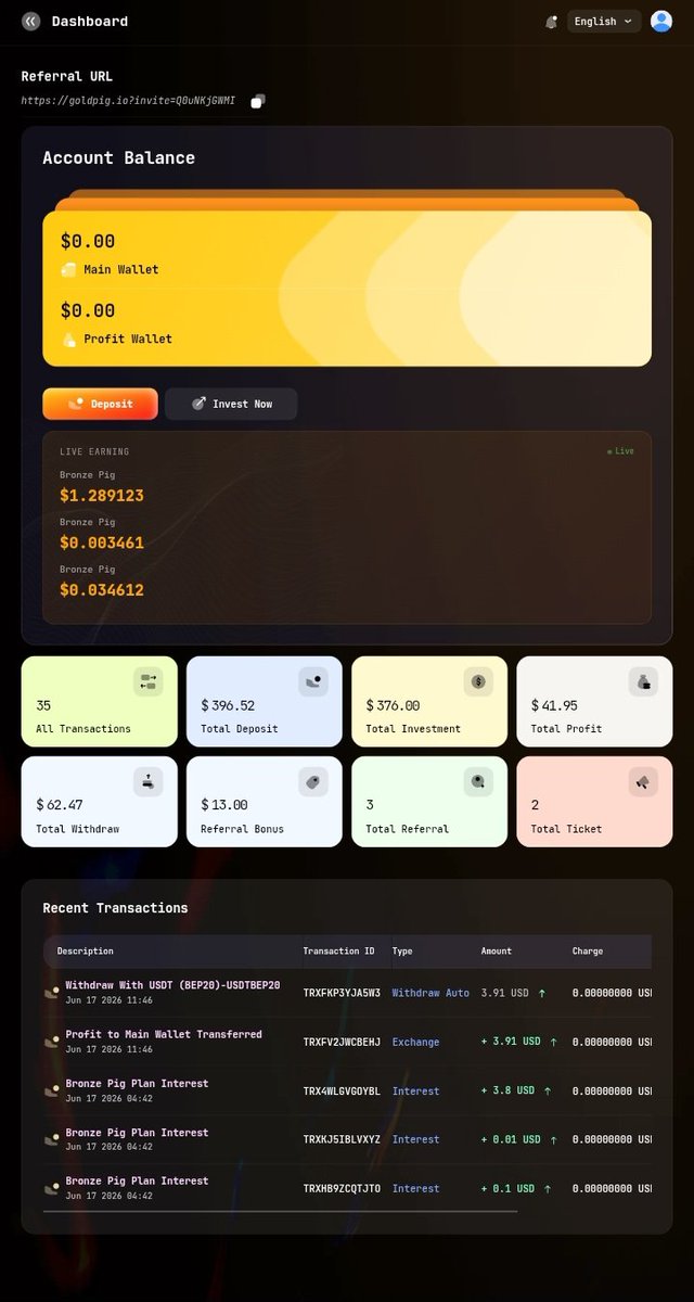 hyipownercom's tweet photo. Don't miss opportunity 
My invest 376$
Join link:
https://t.co/SkzHMFmq8y

See How Fast Your Wealth Gr

 Bronze Pig — 1% daily, 15 days ($1–$500)
 Silver Pig — 1.25% daily, 30 days ($501–$2,500)
 Gold Pig — 1.5% daily, 45 days ($2,501–$100,000) https://t.co/eSXxBvM3RY