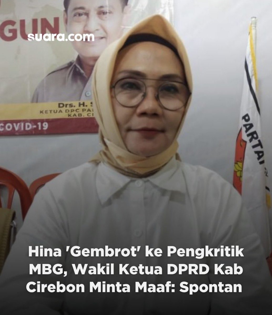 MariaAlkaff_'s tweet photo. Akhirnya… 
Seperti biasa, abis viral, minta maaf… 😂 

Dan alasannya… wkwkwk 

Wakil Ketua DPRD Kab. Cirebon dari Partai @Gerindra, Nana Kencanawati angkat bicara, soal komentarnya di sosmed yang menghina ibu rumah tangga pengkritik MBG. 

Menurut Nana, akun ig pribadinya sedang digunakan oleh anggota tim media saat komentar itu diunggah… 

Sc: suaradotcom