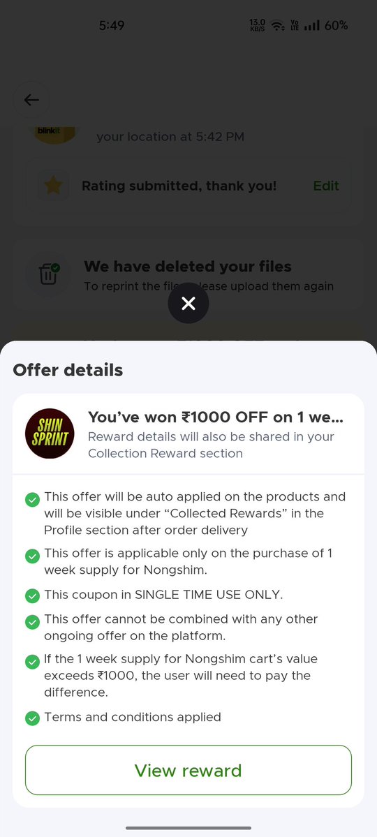 Ashad_azim's tweet photo. Where is my reward??? @letsblinkit
It's clearly mentioned that i get the reward but when I checked my reward section there was nothing!! https://t.co/fKZi2jgLAA