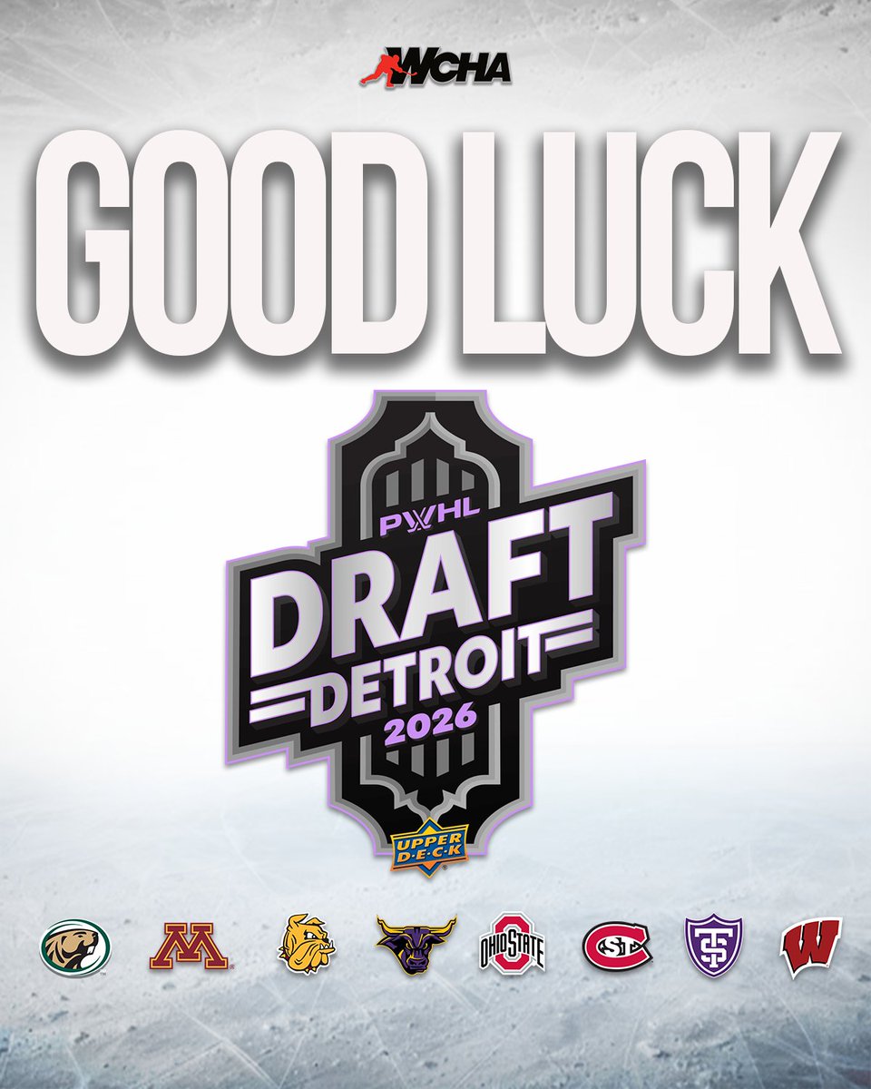 WCHA_WHockey's tweet photo. 𝗛𝗮𝗽𝗽𝘆 𝗗𝗿𝗮𝗳𝘁 𝗗𝗮𝘆😃

Wishing all of our WCHA alums good luck in the 2026 @thepwhlofficial Draft! 👏 https://t.co/YAQxasVZnE