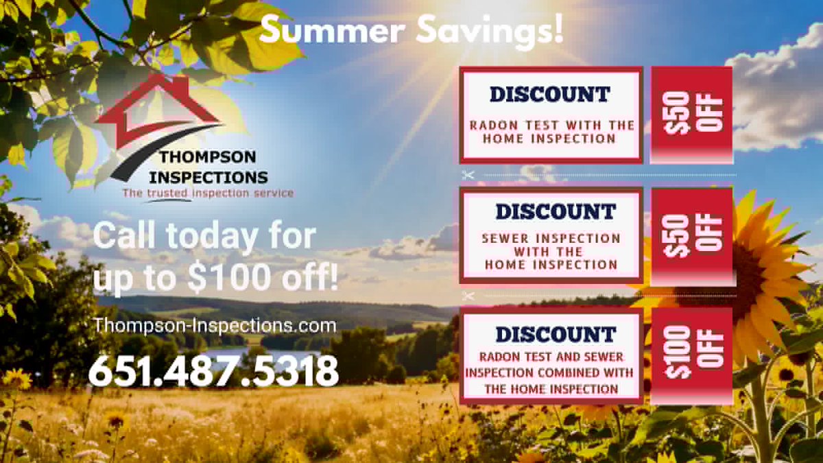 ThompsonInspect's tweet photo. Hey guys, if you are buying a house, take a look at these super discounts you can use for your inspections! Call us today! : 651-487-5318 Or visit our website: https://t.co/YmYcr1mmdL https://t.co/G7oIHgvaRX