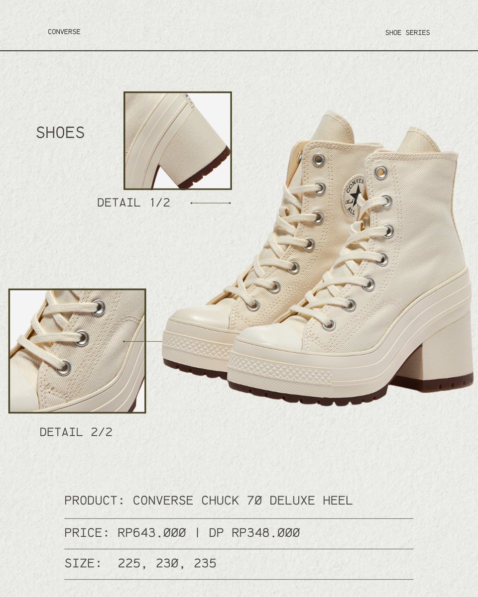 88OUTLET's tweet photo. OPEN PO JASTIP HANDCARRY — Converse Chuck 70 Deluxe Heel &amp; JORDAN Pointe Shoes Sepatu

📸 details listed in pics   

౨ৎ hc eta 30 June  
౨ৎ bca, all e-wallet, gosend, shopee available  
౨ৎ dm or wa to order (mention after dm)  
౨ৎ guidelines: https://t.co/I7W1X9aRED https://t.co/SUYlcfIaVf