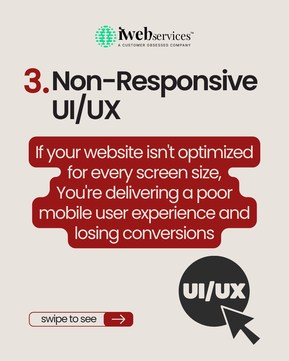 IWebServices's tweet photo. Is your website working for you... Or against you?
Slow loading, outdated design, poor mobile experience, weak CTAs, and SEO issues could be costing you valuable leads.
Think it's time for an upgrade? Let's talk.
#WebsiteDevelopment #WebsiteRedesign #WebDevelopment  #iWebServices https://t.co/k9JwkIjVwK