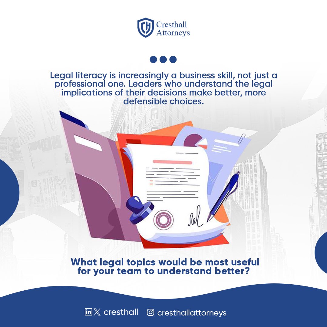 cresthall's tweet photo. Smart leaders choose legal literacy. You should protect your business before you build it. The most successful business leaders don't just innovate,they understand the legal implications of their growth. #BusinessLeadership #corporatestrategy https://t.co/pm5CiDtiV5